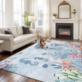 thumbnail image 2 of 5'x8' Area Rugs, Blue Jellyfish Coastal Indoor Outdoor Area Rug for Living Room Bedroom, Beach Nautical Ocean Coral Seahorse Washable Bathroom Rugs Kitchen Floor Carpet Mats Home Decor Aesthetic, 2 of 8