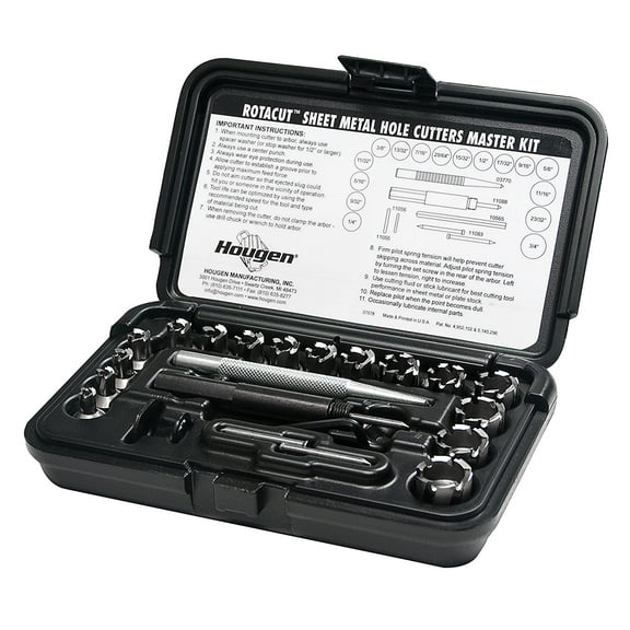 Hougen 11085 RotaCut Hole Cutter Master Kit - Fractional 21 Piece 14 to 34 Cutter Diameter 14 Cutting Depth