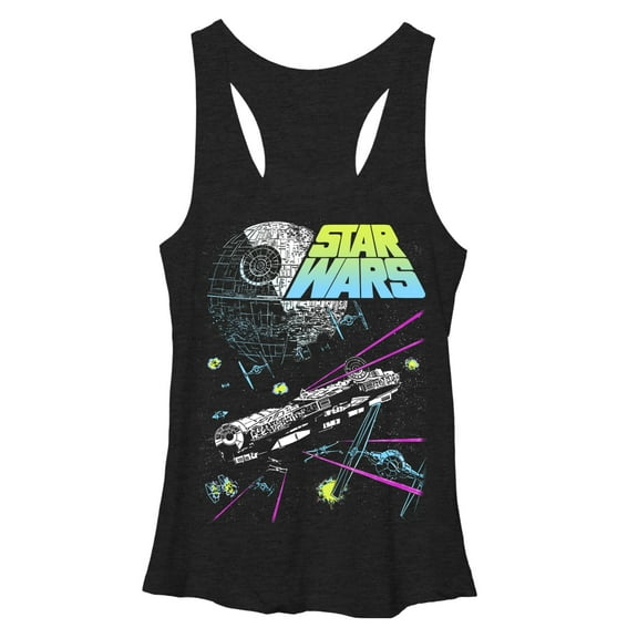 Women's Star Wars Millennium Falcon Battle Racerback Tank Top Black Heather Small