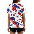thumbnail image 4 of Abcomgle Womens 4th Of July T-Shirts American Flag Print Patriotic Tops Short Sleeve Henley V-Neck Tee Shirts Fashion Independent Day T Shirt,Red 2XL, 4 of 4