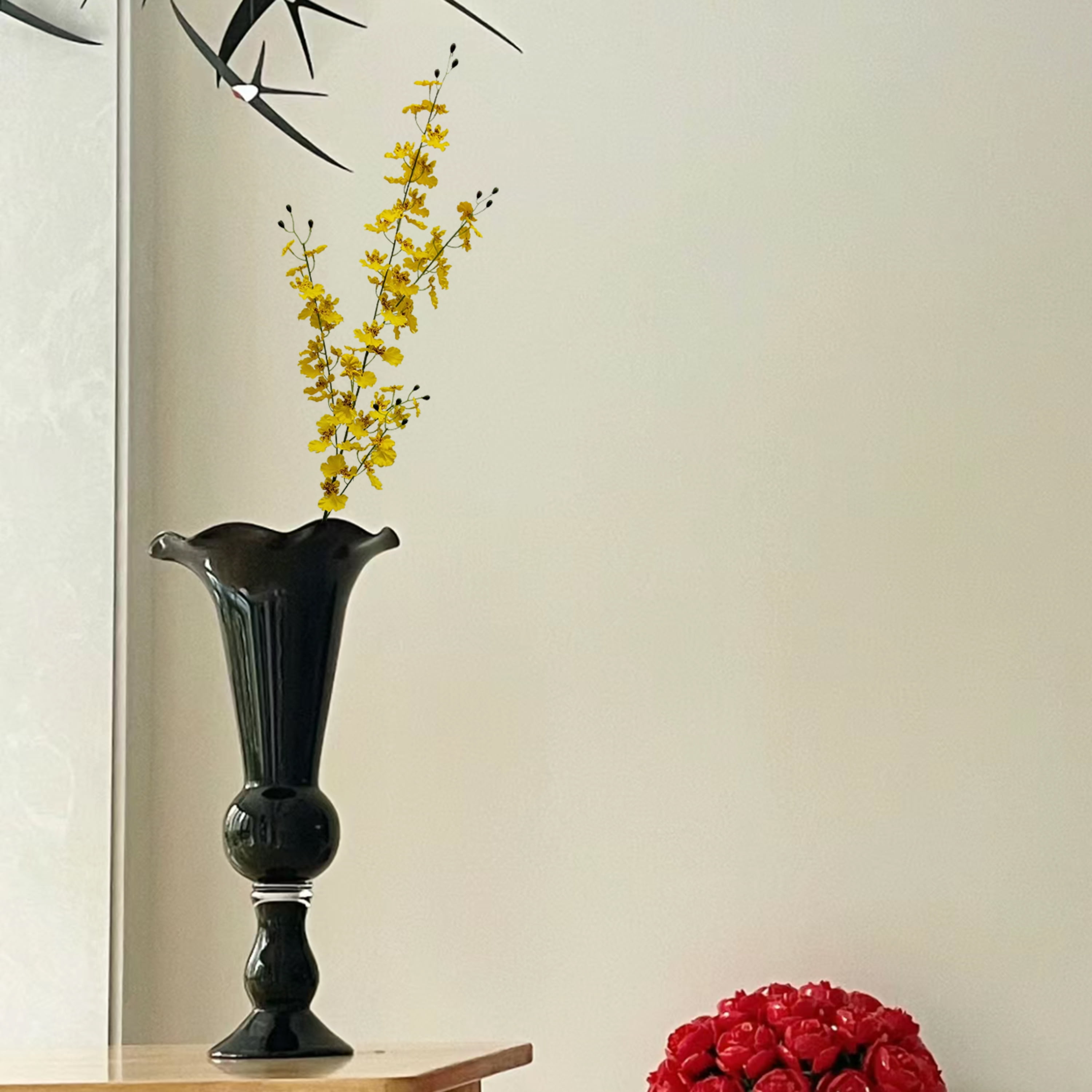 Mainstays Indoor Artificial Orchid Long Stem, Yellow Color. Assembled Product Height 40".