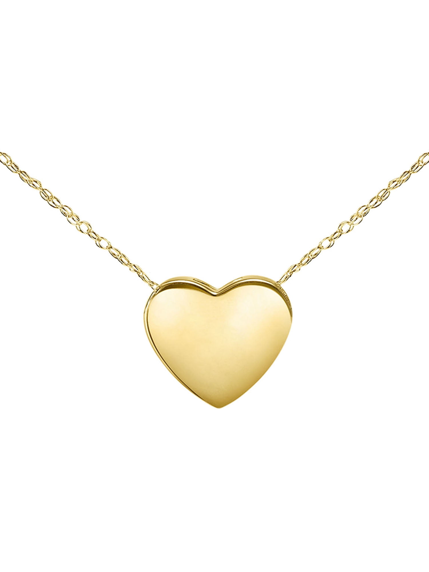 Diamond-Accent 14K Yellow Gold over Sterling Silver Heart Initial Pendant Necklace