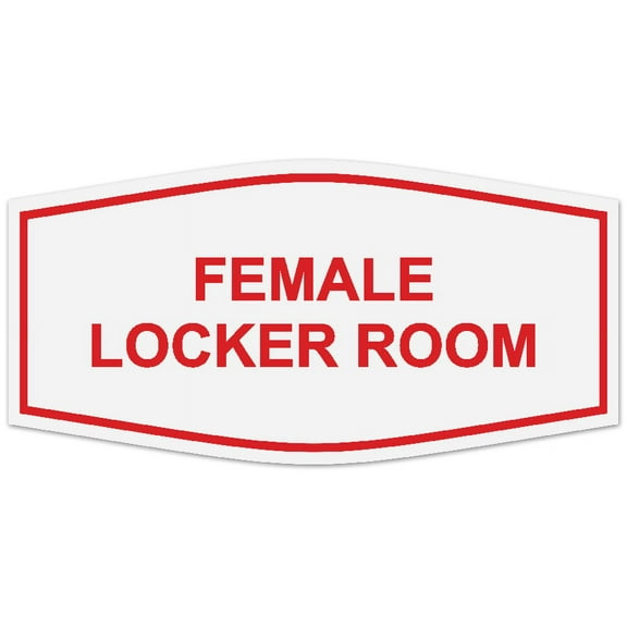 Signs ByLITA Fancy Female Locker Room Sign - Laser-Engraved Lettering | Durable ABS Plastic | Vibrant Colors | Powerful Foam Tape (White/Red) - Large