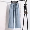 thumbnail image 5 of LISM M-4XL Loose Jeans Women's Patchwork Shirt Wide Leg Jeans Denim Skirt Set, 5 of 6
