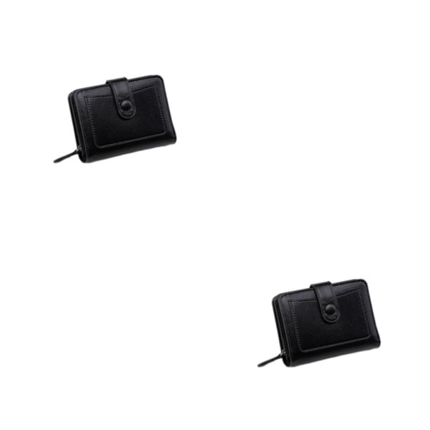 Qarigey Cartera de cuero plegable para banquetes, monedero para viajar con tarjetero de débito Negro 2Conjunto