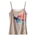 thumbnail image 4 of Samlisa Womens Spaghetti Strap Camisole Tops Trendy Tie Dye Printed Tank Tops Summer Sleeveless Crew Neck Cami Tops Tshirts Khaki S, 4 of 4