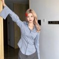 thumbnail image 1 of Camisas de manga larga para mujer, a rayas, para oficina, ajustadas, francesas, versátiles, para el tiempo libre, moda urbana, sencillas, clásicas, de primavera y con estilo., 1 of 6