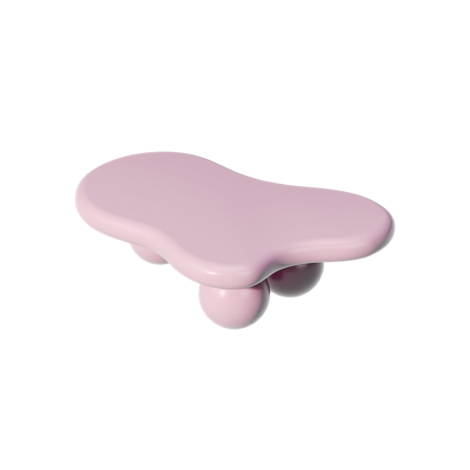 47.2" Cloud Coffee Table for Living Room, Irregular Coffee Table Modern Low Coffee Tables Abstract Faux Stone Cute Center Table with 3 Ball Legs for Small Space Apartment
