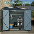 thumbnail image 2 of 6x8FT Outdoor Storage Shed, Galvanized Steel Outdoor Storage Shed with Lockable Double Doors, Metal Lean to Shed with Free PC Light Board for Tools, Bikes & Patio Essentials, 2 of 13