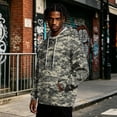thumbnail image 4 of Men's Camo Print Pullover Hoodie,Drawstring Hooded Long Sleeve Casual Sweatshirt,Loose Streetwear Top with Pockets Dark Gray L, 4 of 6