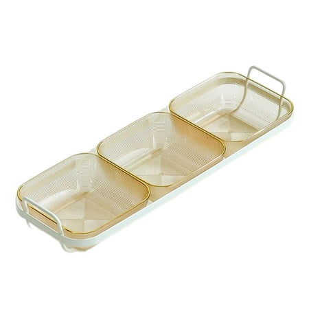 

snack Serving Tray Condiment Storage Container Multifunctional Holder Dessert Serving Plate Stand for Candy Cookies Cakes Home Table Yellow 3 Grids