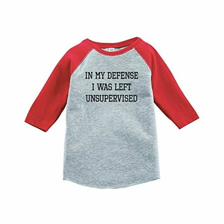 

7 ate 9 Apparel Funny Kids Unsupervised Baseball Tee Red