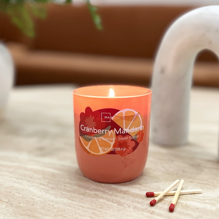 Mainstays Cranberry Mandarin 1-Wick Glossy Glass Jar Candle, 7 oz