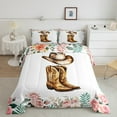 thumbnail image 2 of Erosebridal Western Boots Comforter Sets Queen Size,Southwestern Boots Bedding Queen Comforter Set,Floral Flower Comforters & Duvets,Breathable Exotic Bedroom Decoration,Reversible,3-Piece, 2 of 8