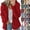 Red, variant on Women'S Hooded Faux Coat Jacket Winter Warm Long Sleeve Outerwear Casual Zip Up Solid Fall Fashion