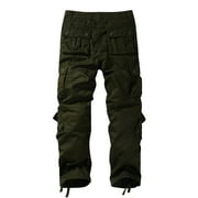 Matchstick Mens Retro Relaxed Plus Size Cargo Pants with Multi Pockets