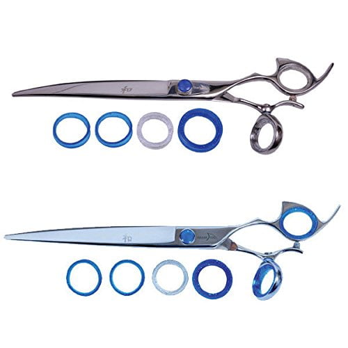 Shark Fin Silver Line Dog Pro Grooming Shears Curved or Straight