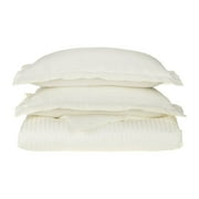 Superior Stripe Wrinkle-Free Reversible Duvet Cover Set, Twin XL, Ivory