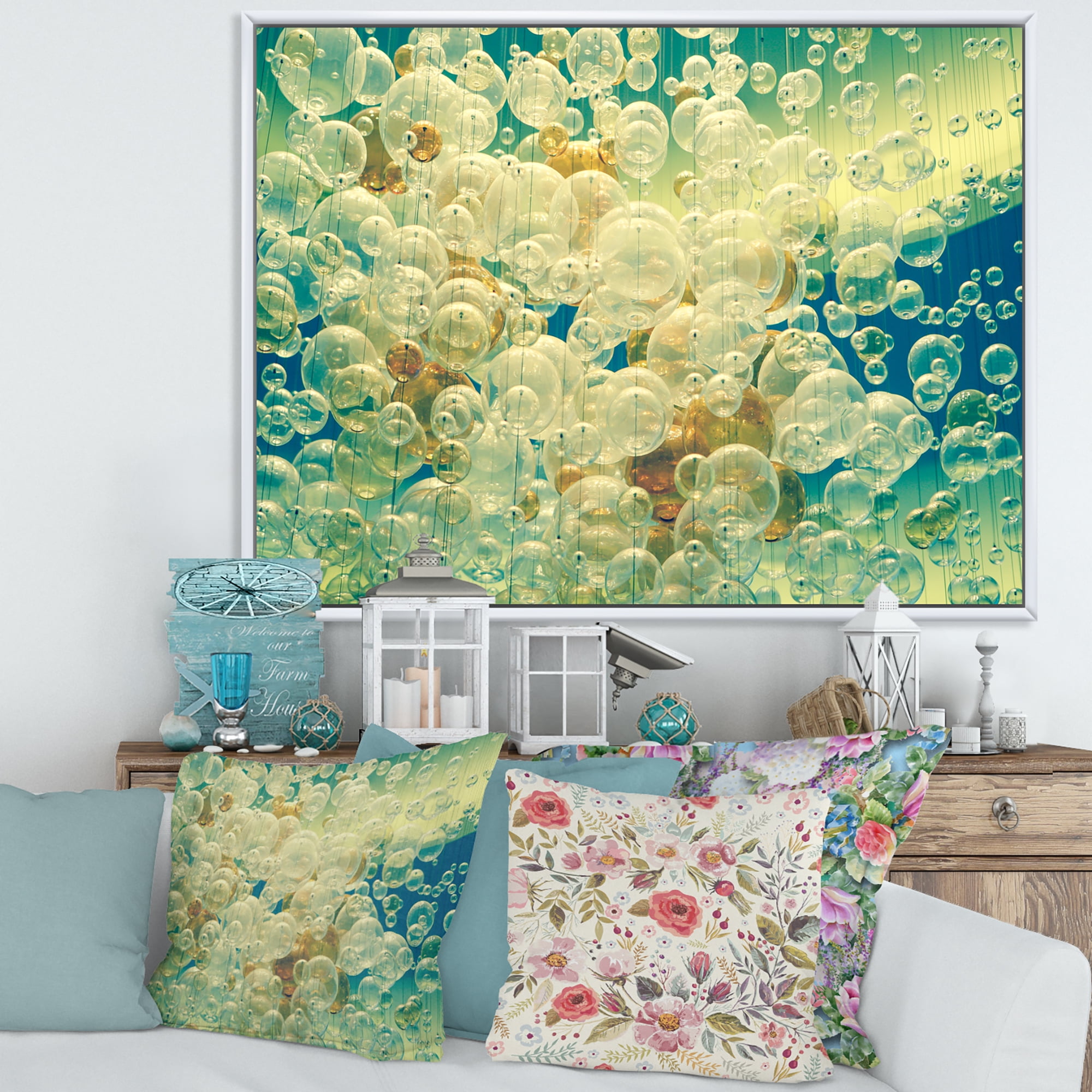 Designart 'Chandelier In The Form of Balls Abstract Art I' Modern Framed Canvas Wall Art Print