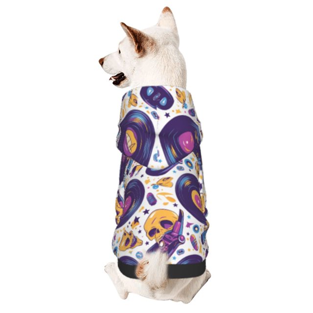 Balery record rock Skull star Sudadera con Capucha para Perros Pequeños – Ropa para Mascotas, Disfraz para Perros y Gatos, Ideal para Fiestas y Cosplay-Medium