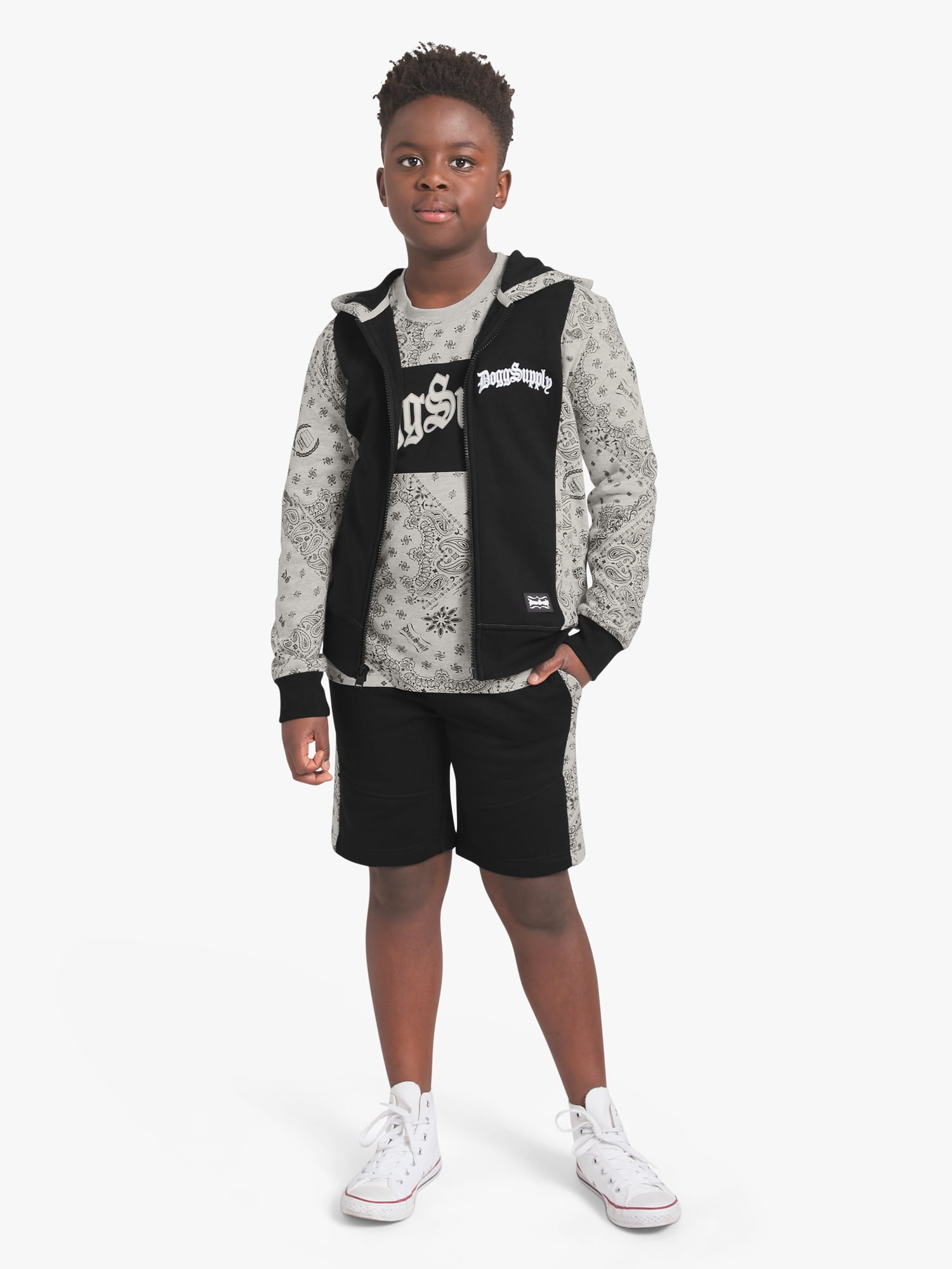 Dogg Supply by Snoop Dogg Little Boys & Big Boys Bandana Print Zip Front Hoodie, Sizes 4-18