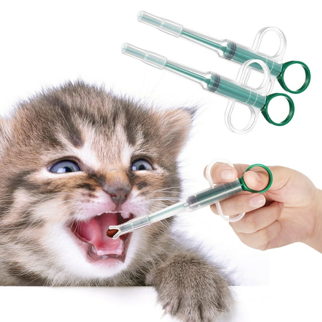 Youkk 2Pcs Kit d'Outils d'Alimentation pour Animaux de Compagnie Distributeur de Pilules de Type Push à Main Universel