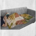 thumbnail image 5 of Garden Mist Soft Flannel Fleece Blanket, Pastel Tropical Paradise Cartoonish Landscape with Exotic Trees and Waterfall, Cozy Plush for Indoor and Outdoor Use, 70" x 90", Multicolor, by Ambesonne, 5 of 5