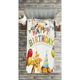 thumbnail image 3 of Ambesonne Birthday Quilted Bedspread Set 2 Pcs, Cartoon Animals Party, Twin Size, Multicolor, 3 of 3
