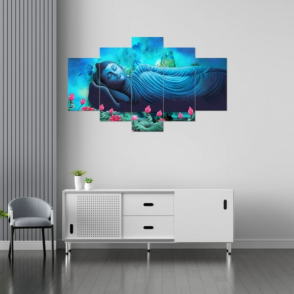 Five Gautam Buddha 3D Wall Painting with Frame for Home Decoration, Wall Decoration,Living Room 3D Art for Wall