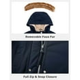 thumbnail image 5 of Women's Winter Hooded Parka Coat Warm Fleece Lined Jacket Thickened Windproof Parka with Removable Faux Fur Trim(Navy, L), 5 of 5