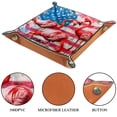 thumbnail image 3 of Women Girls Leather Square Dish Trinket Plate Jewelry Tray, Flamingos on USA Flag Flag Mothers Day Birthday Gift, 20.5x20.5cm, 3 of 6