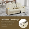 thumbnail image 3 of Breathing Leather Power Recliner Sofa Set, Reclining Living Room Set with LED, Reclining Sofa Recliner Couch with Cup Holder/USB Ports (3 Pieces Couch Set, Cream White), 3 of 5