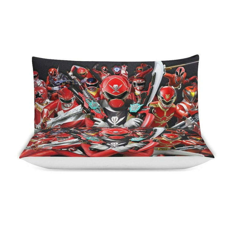 Vintage 1990's POWER RANGERS (Early Art Work) Duvet Cover Set / Duvet Cover, Top Sheet and good 2 (Two) Pillow Cases / Retro Collectable Rare