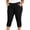 Black, variant on Plus Size Capris for Curvy Women Casual Elastic Waist Cuffed Ankle Pants with Pockets Comfortable Lounge Joggers for Work Travel Daily Wear