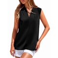 thumbnail image 4 of Tank Top for Women 2026 Summer Satin V Neck Pleated Sleeveless Blouses Casual Business Outfits, 4 of 9
