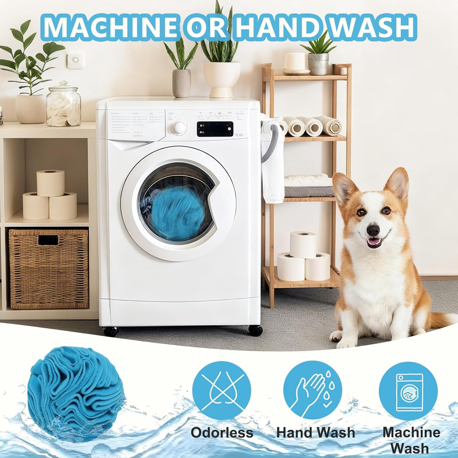 Blue Snuffle Ball for Dogs, Bright Color Slow Feeder Interactive Toy, Mental Enrichment Puzzle Game for Anxiety Relief & Indoor Fun, Machine Washable for Small Medium Large Dogs Blue,Small