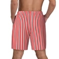 thumbnail image 2 of Mens Red White Vertical Stripe 2 in 1 Quick Dry Swim Trunks with Compression Liner Beach Shorts, 2 of 6