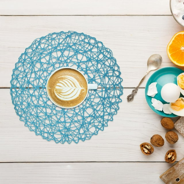 pdqouc 6 Pack Fine Paper Rope Messy Knitting Placemats Paper Placemats Restaurant Table Decoration Kindergarten DIY Props Background Plate Mat Round Table Place Mats Indoor Dining