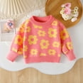 thumbnail image 3 of GYRATEDREAM Toddler Baby Girls Knit Sweater Blouse Little Kids Round Neck Long Sleeve Flower Print Pullover Sweatshirt Top Children Warm Fall Winter Clothes for 12M-5T, 3 of 6