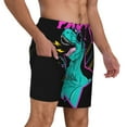 thumbnail image 2 of Kdxio Rex Dinosaur With Sunglasses Print Men'S Swim Trunks With Compression Liner 7 Inch Inseam Quick Dry Swim Shorts, 2 of 7