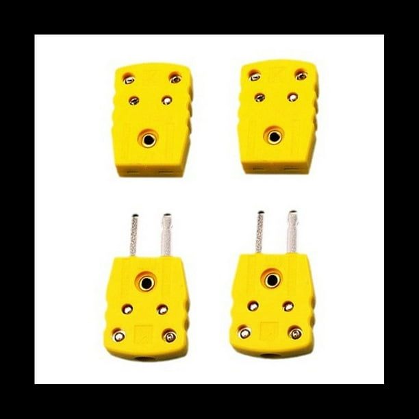 2 Pares Tipo K Macho Hembra Adaptador de Enchufe de Termopar Conector de Sensor de Temperatura de Alta Temperatura 100°C(212°F)