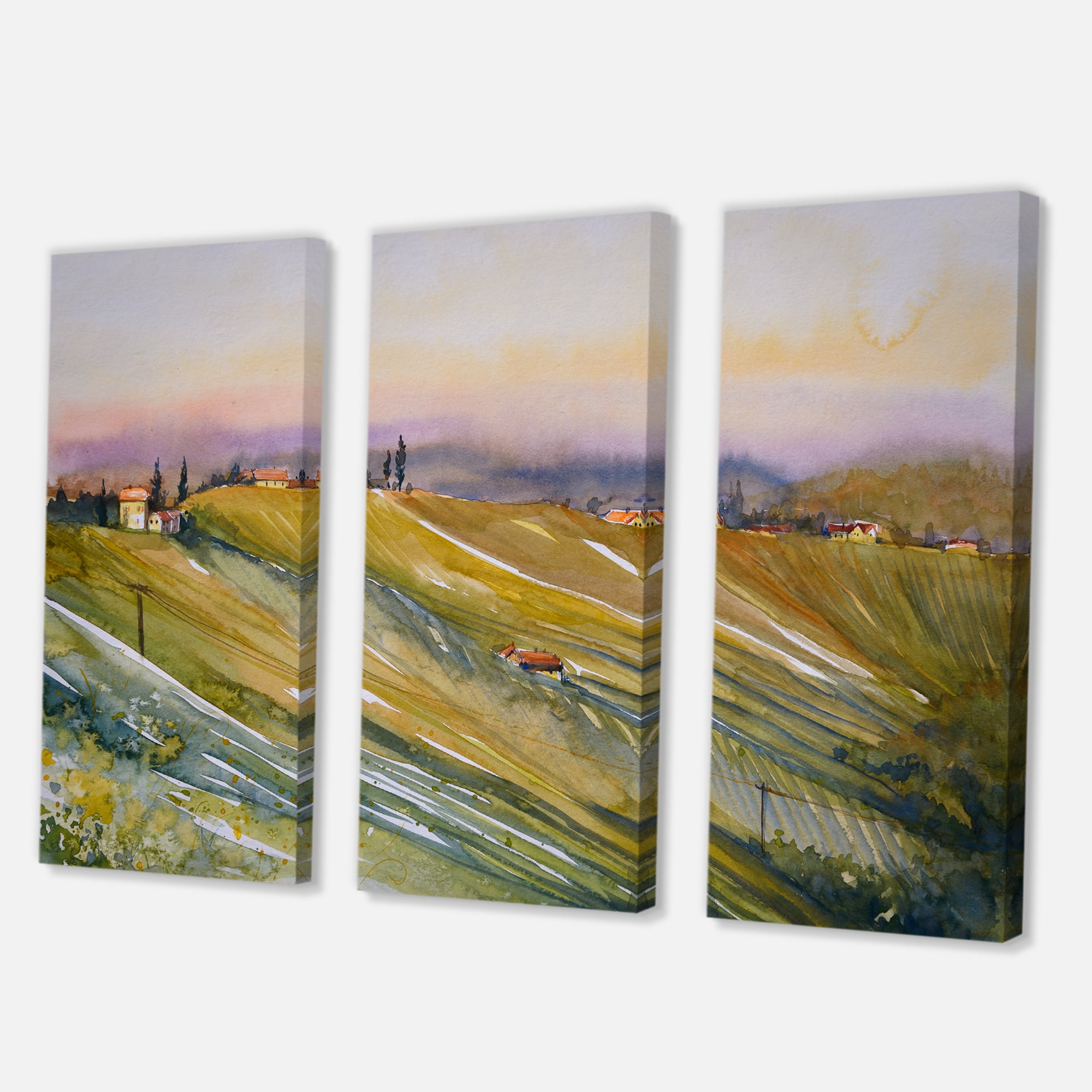 Designart ' Vineyard At Morning In Tuscany Italy ' Country Canvas Wall Art Print