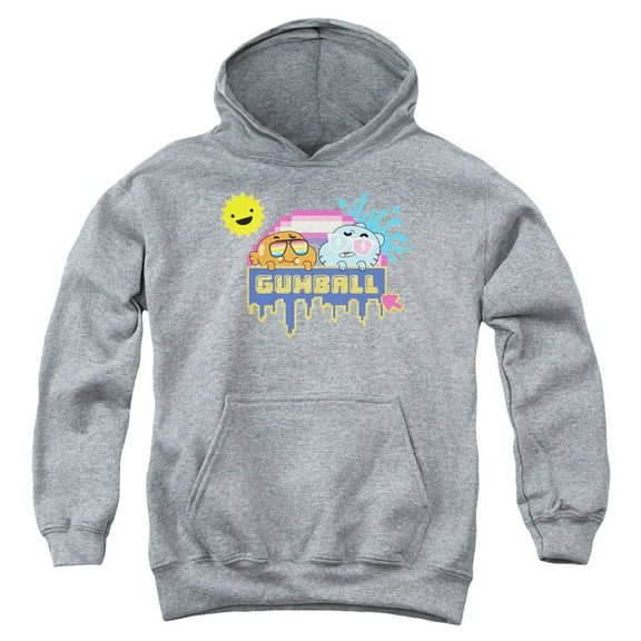 Trevco CN514-YFTH-3 Amazing World of Gumball & Sunshine Youth Pull-Over Hoodie, Athletic Heather - Large
