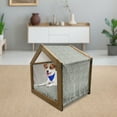 thumbnail image 3 of Geometric Pet House, Vertical Lines Stripes with Circular Shapes Funky Faded Colors, Outdoor & Indoor Portable Dog Kennel with Pillow and Cover, 5 Sizes, Brown Cream Seafoam, by Ambesonne, 3 of 5