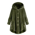thumbnail image 1 of DPTALR Women Plus Size Button Plush Tops Hooded Loose Cardigan Wool Coat Winter Jacket, 1 of 3