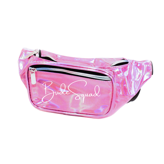 Bride Squad Light Pink Holographic Metallic Fanny Pack