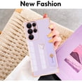 thumbnail image 4 of Compatible with Samsung Galaxy S22 Ultra 6.8" 2022 Case Thin for Women Girls,Soft TPU Plating Bumper Wristband Holder Case Slim Anti-Scratch Shockproof Love Heart Cute Case(Elegant Purple), 4 of 16