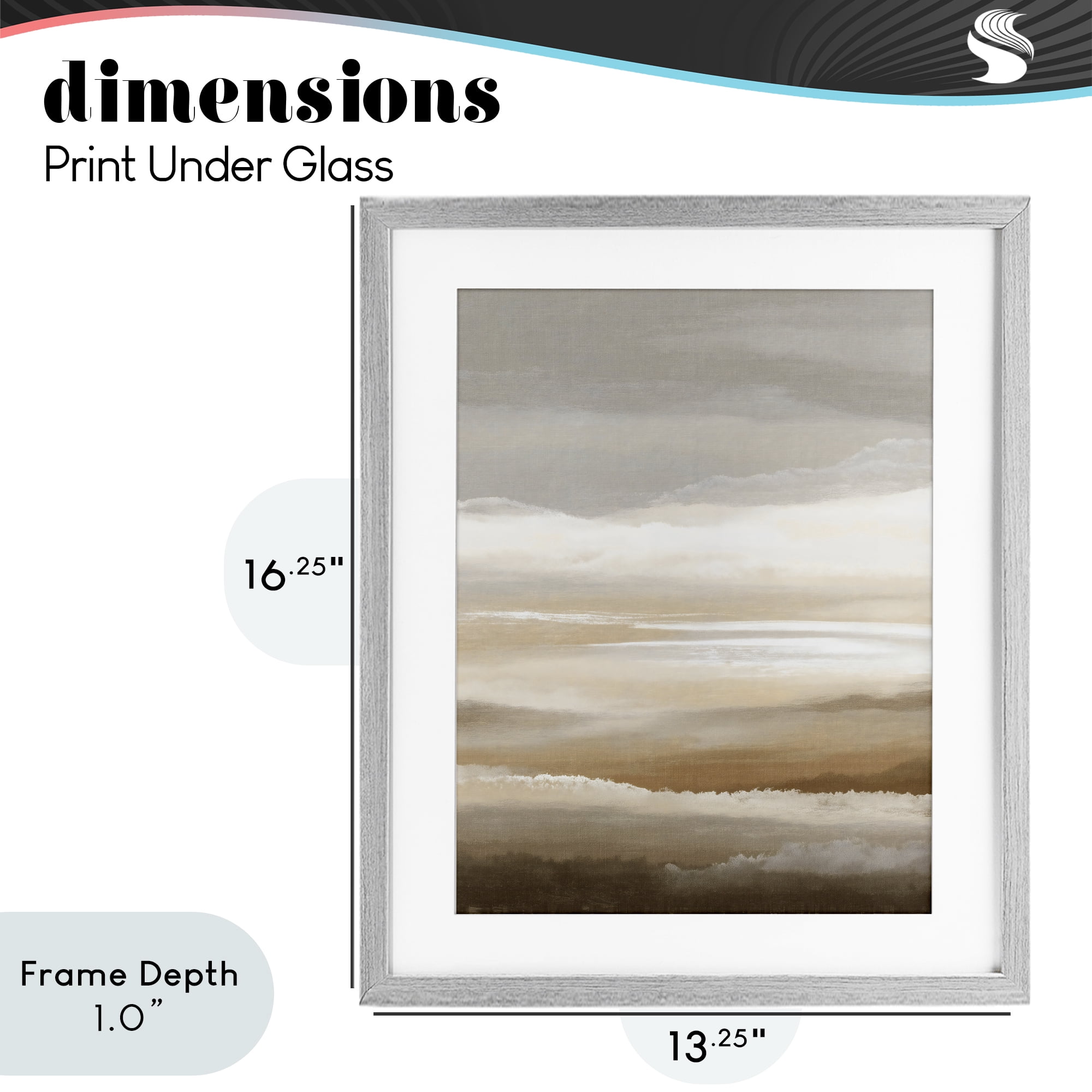 Stupell Industries The Horizon Serene Cloud Layers Gray Framed Print Under Glass, design by Ink Drop Loft