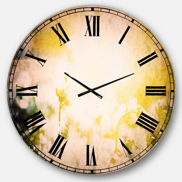 Designart 'Beautiful White Flowers At Sunrise' Traditional wall clock