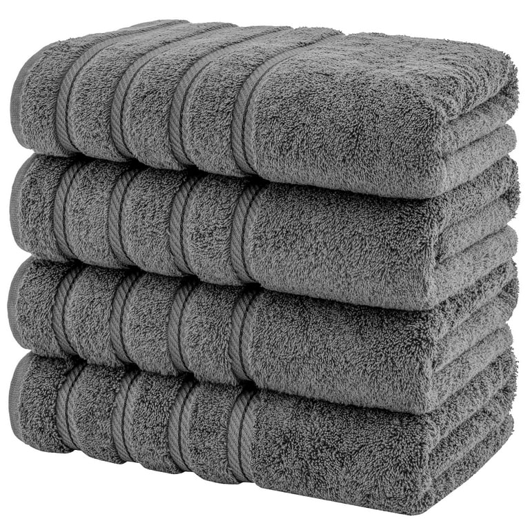 4 Pack Bath Towel Set, 100% Turkish Cotton Bath Towels for Bathroom, Super Soft, Extra Large Bath Towels Gray